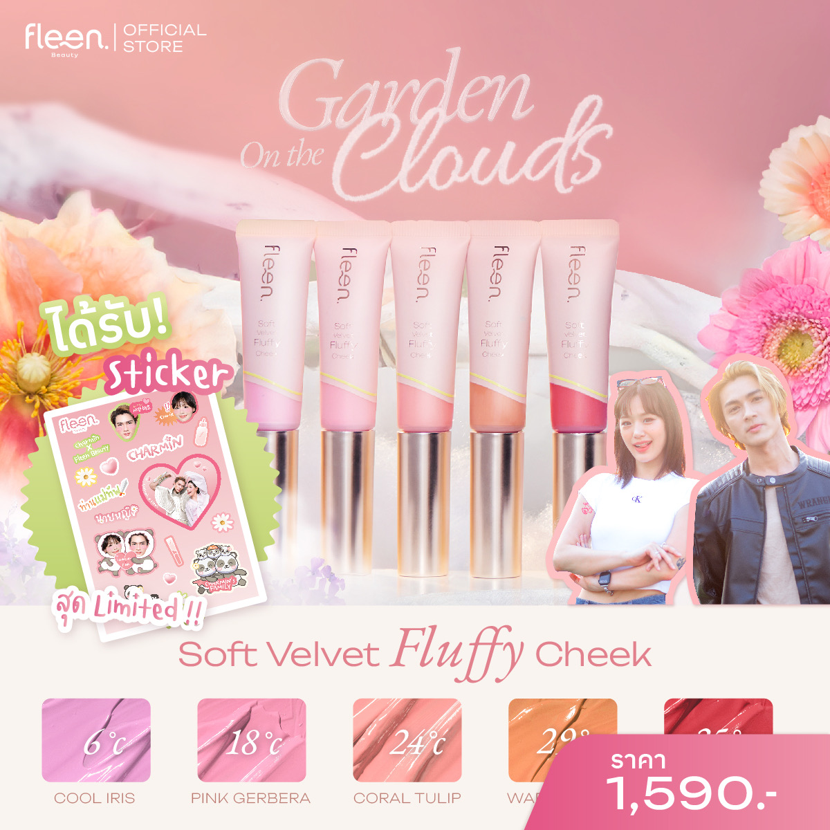 All Color Set - Fleen Beauty Soft Velvet Fluffy Cheek | เซ็ตบลัชออน 5 สี