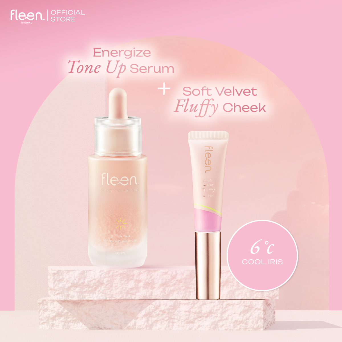 Energize Tone Up Serum + Soft Velvet Fluffy Cheek | โทนอัพเซรั่ม + บลัชออน