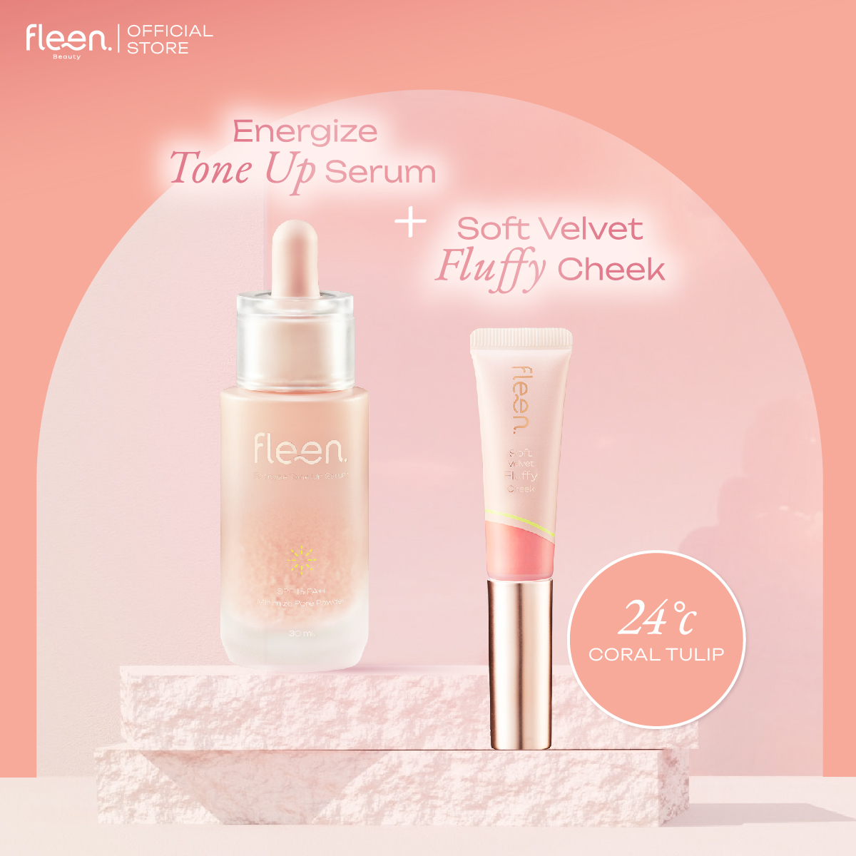 Energize Tone Up Serum + Soft Velvet Fluffy Cheek | โทนอัพเซรั่ม + บลัชออน