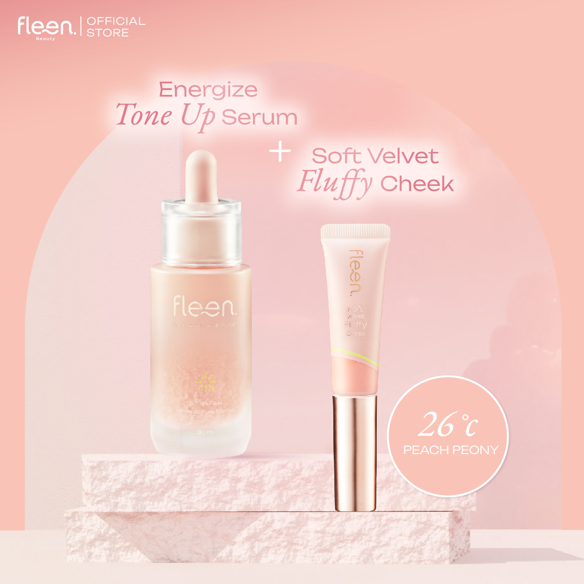 Energize Tone Up Serum + Soft Velvet Fluffy Cheek | โทนอัพเซรั่ม + บลัชออน