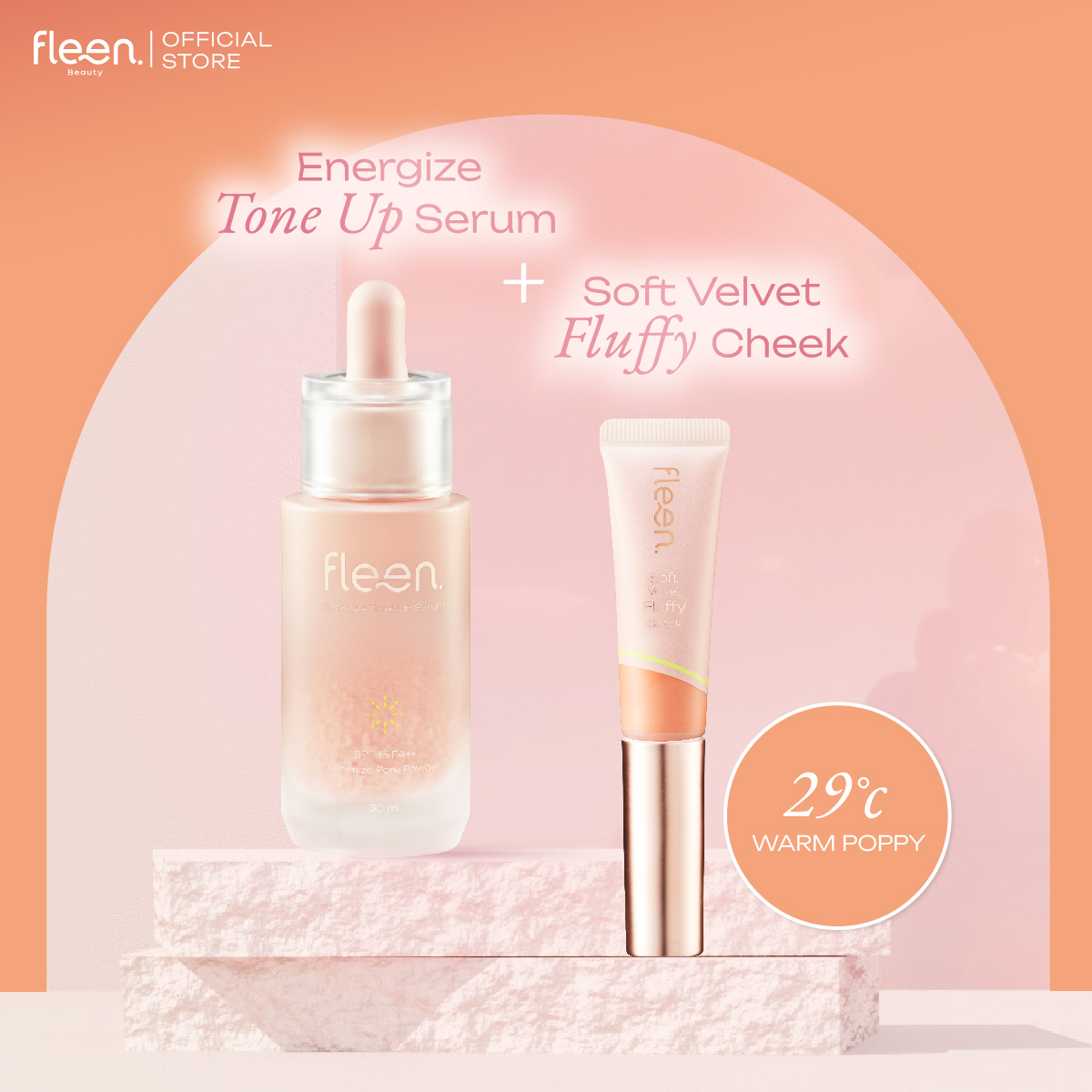 Energize Tone Up Serum + Soft Velvet Fluffy Cheek | โทนอัพเซรั่ม + บลัชออน