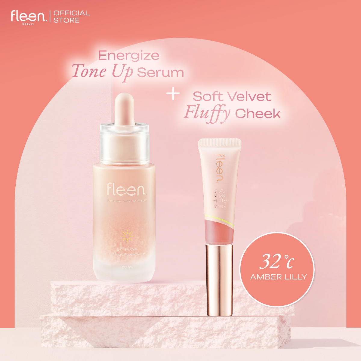 Energize Tone Up Serum + Soft Velvet Fluffy Cheek | โทนอัพเซรั่ม + บลัชออน